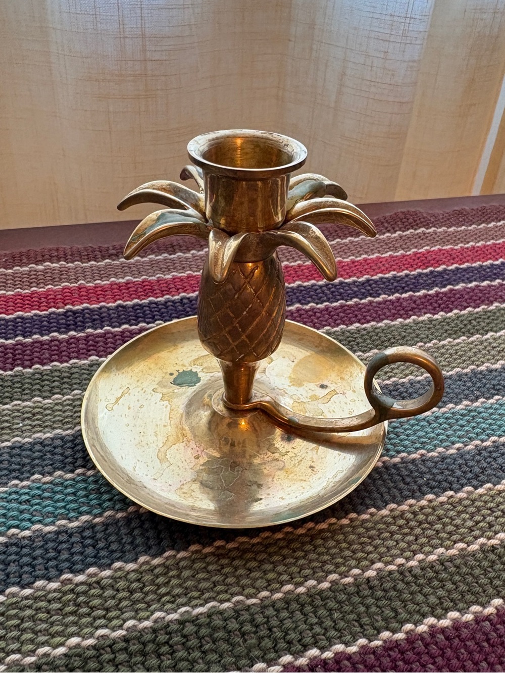 Brass Pineapple Candle Holder - Golden Finish